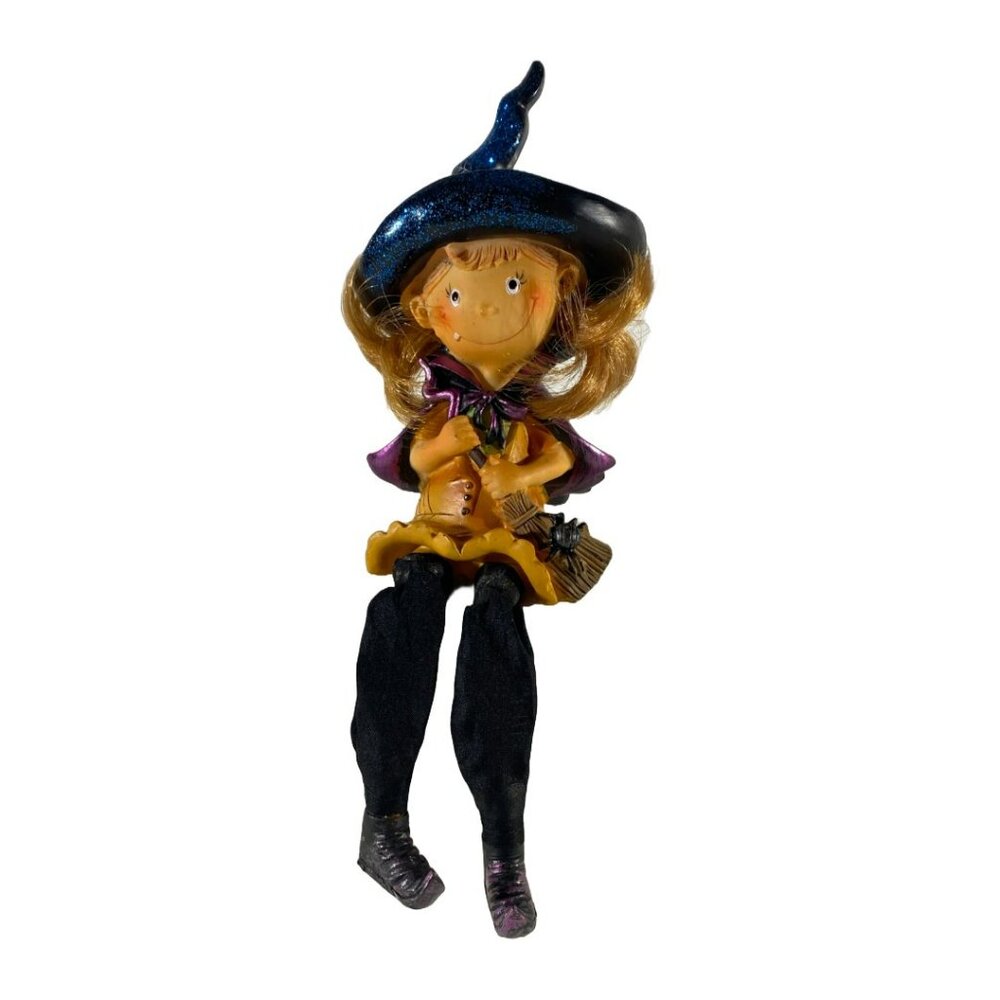 Shelf Sitter Witch CUTE & HTF w/Broom 5.25" + 8 Monster High Vinyl Stickers